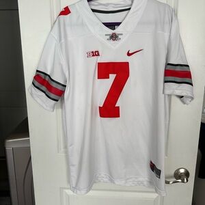 Nike White and Red Ohio State Jersey
